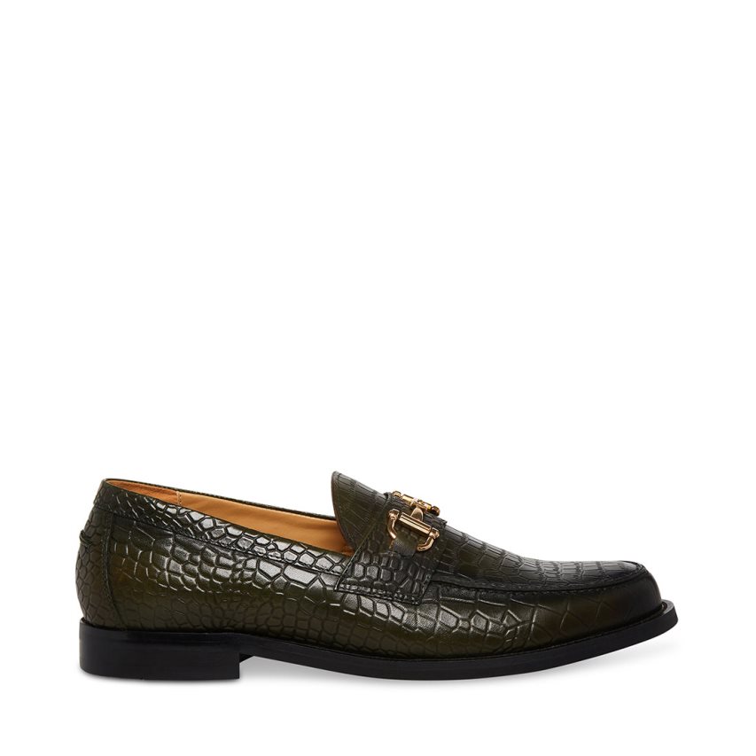 Dark Green Steve Madden Wallace Crocodile Men\'s Loafers | PH 2316EDQ